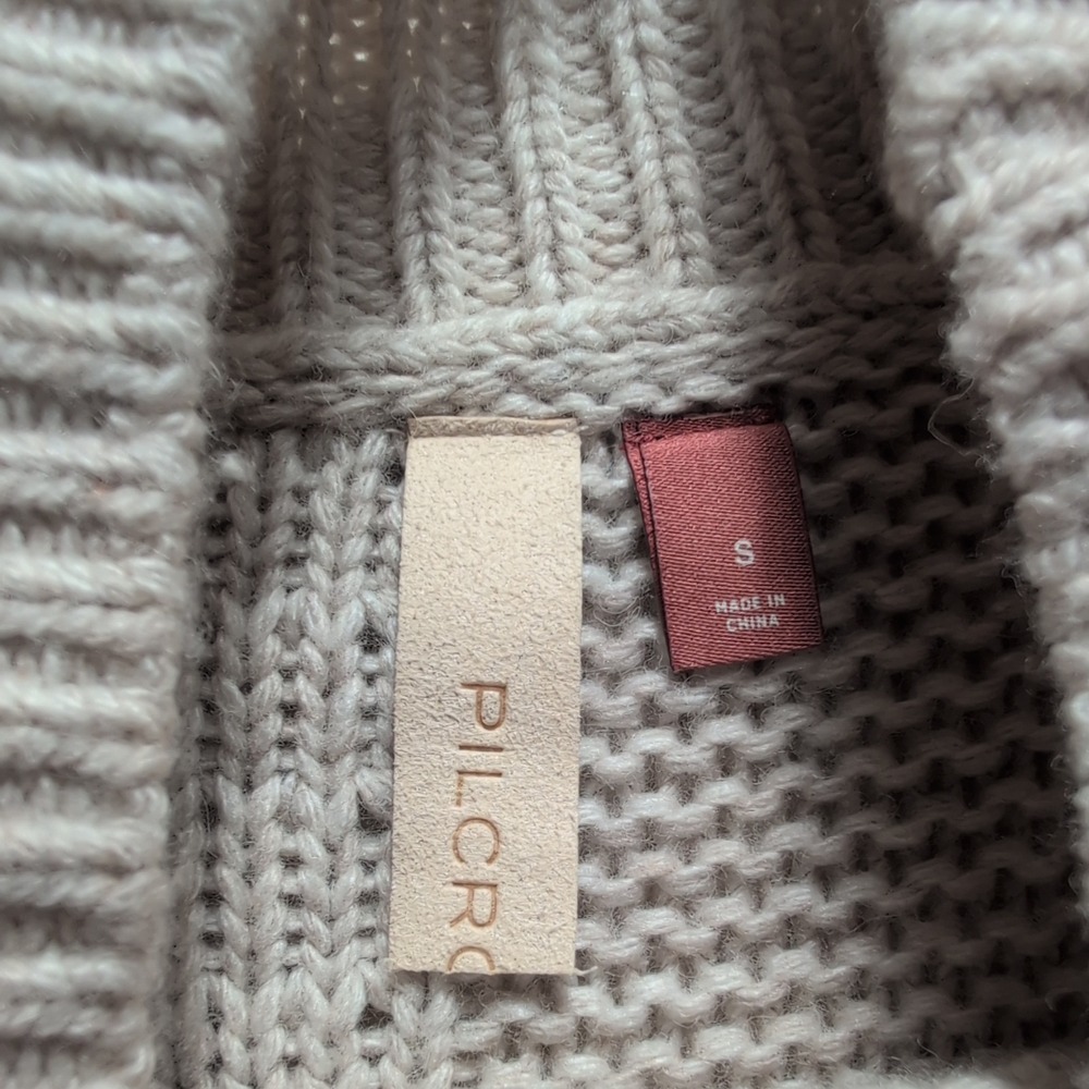 Pilcro Anthropologie Womens Beige Shaggy Fringe Mixed Knit Sleeveless Tunic S - Picture 6 of 11